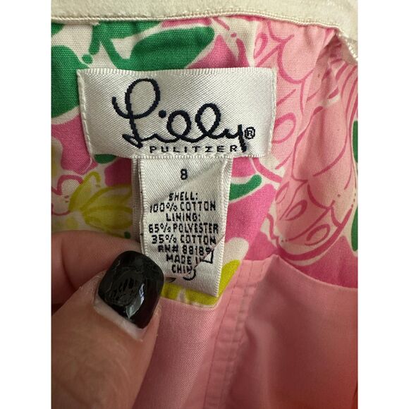 Lilly Pulitzer Vintage White Label Patchwork Pink Lace Strapless Sheath Dress 8 - Picture 3 of 5